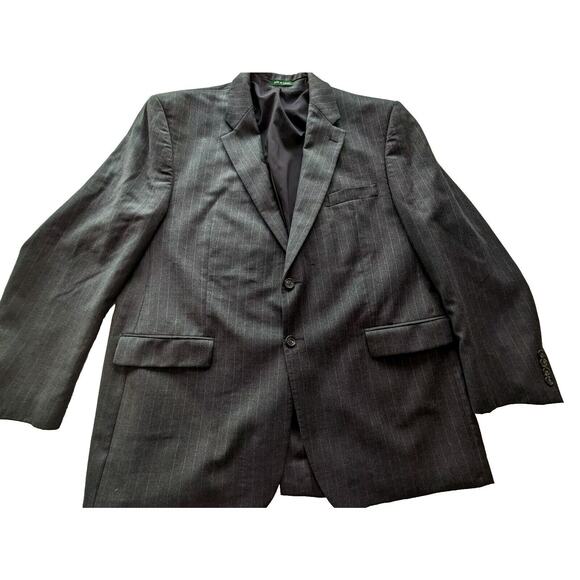 RALPH LAUREN blazer Men's Sz 48 100% WOOL SPORT COAT Gray Pinstriped suit jacket - Picture 1 of 11